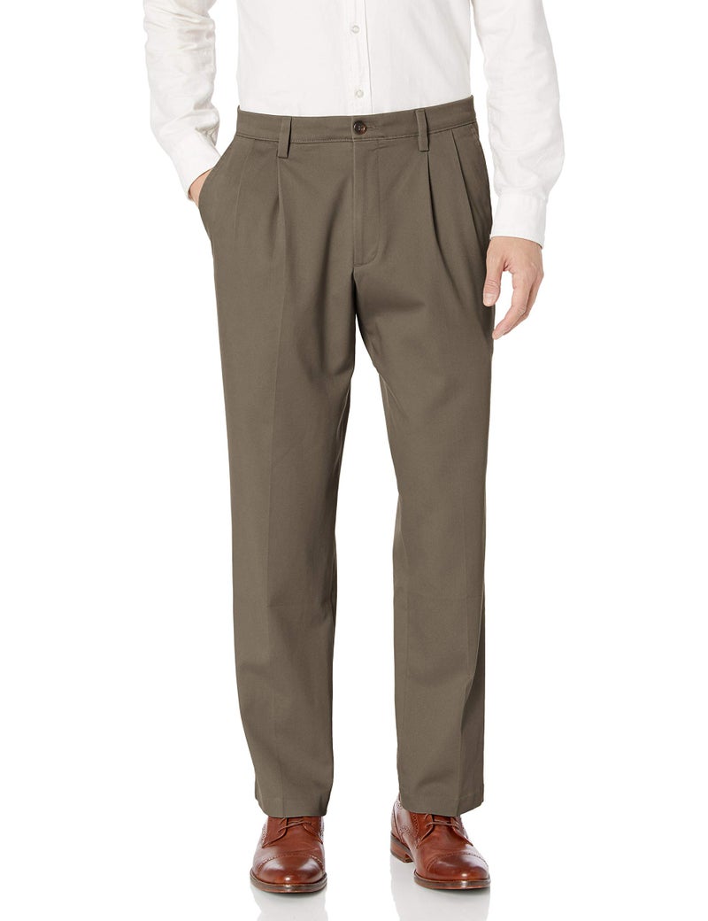 Dockers Men's Classic Fit Easy Khaki Pants-Pleated (Standard and Big & Tall), Dark Pebble, 44W x 28L - Image 1